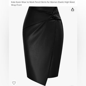 Black faux leather pencil skirt